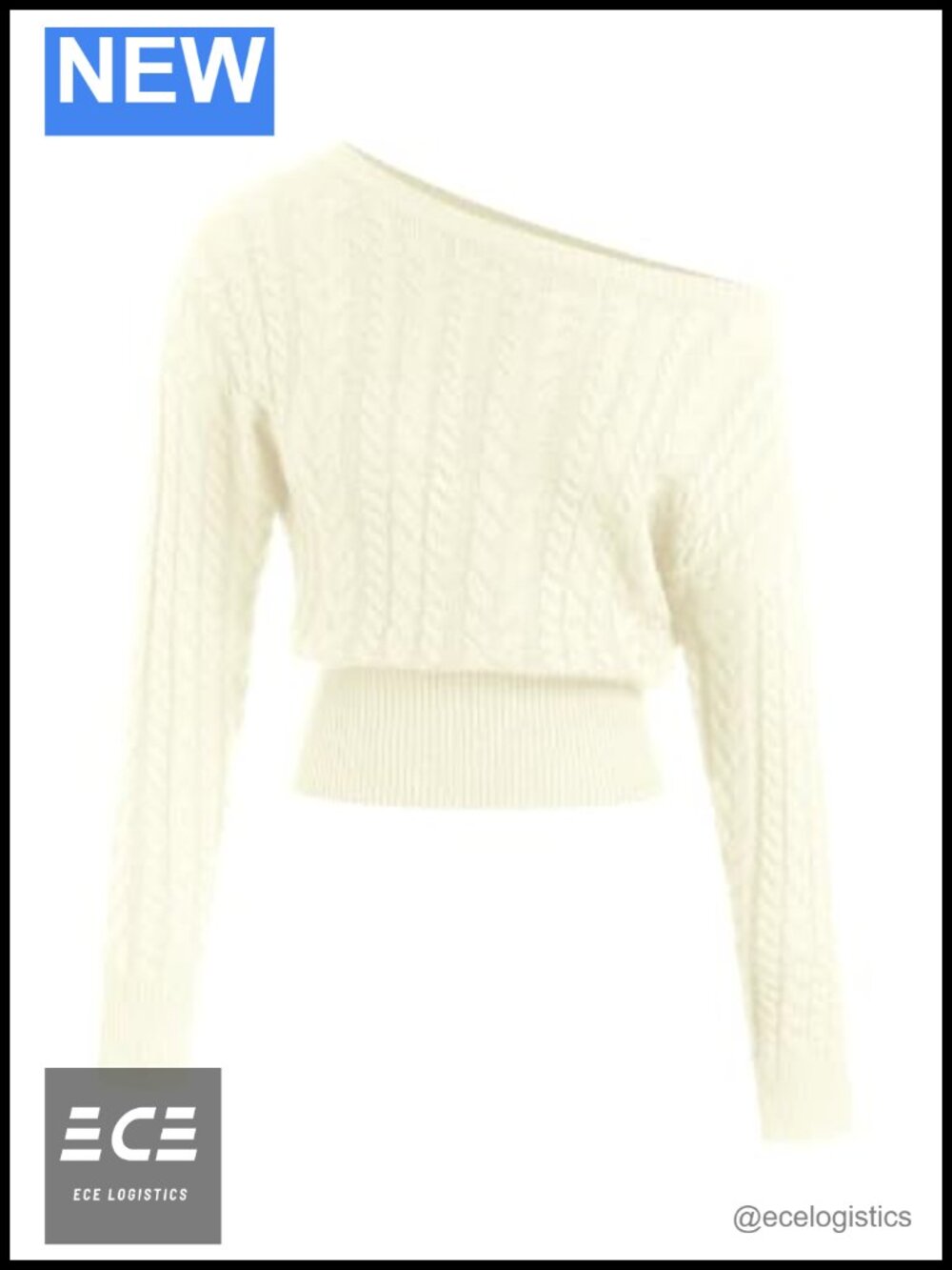 Off Shoulder Cable Knit Sweater Slim Waist Cropped Pullover